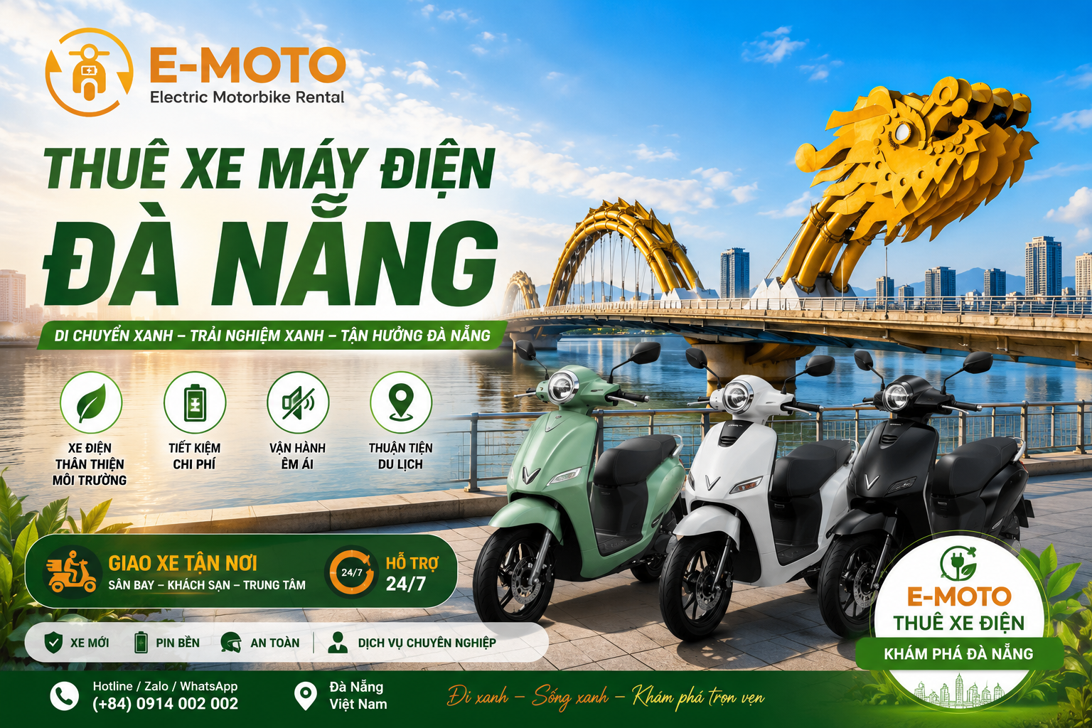 Cho Thuê Xe Máy Điện VinFast, Honda Tại Đà Nẵng – Giải Pháp Di Chuyển Xanh, Tiện Lợi Và Tiết Kiệm
